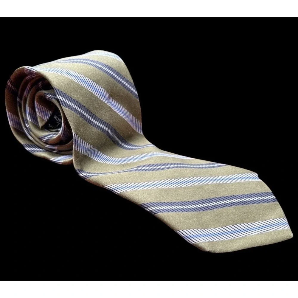 Robert Talbott Silk‎ Tie Designer STRIPED Green Gray 62